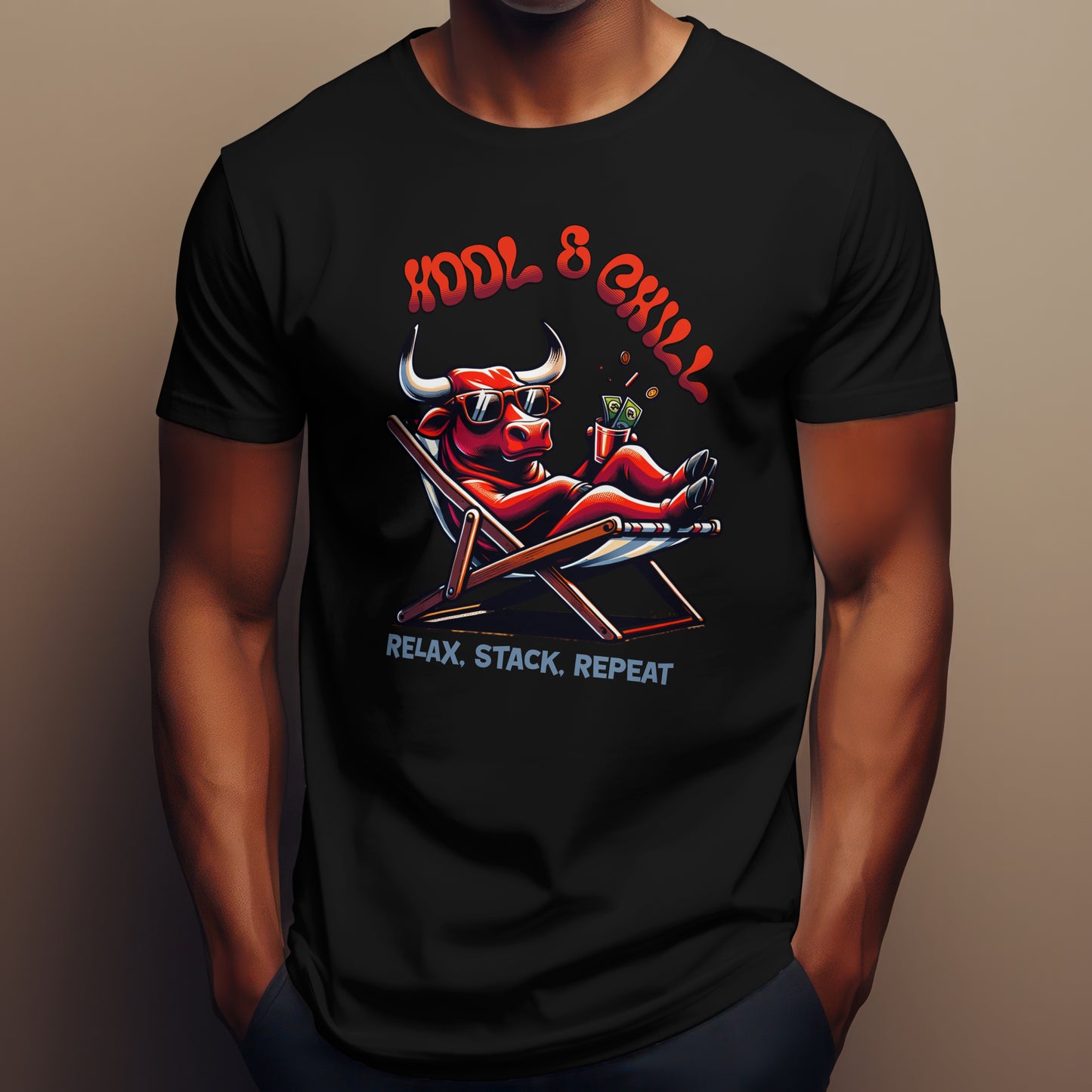 T-Shirt Chilling Bull HODL & Chill Unisex