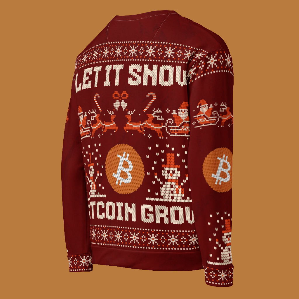 Bitcoin ugly sweater Weihnachtspullover dunkelrot BTC Let it snow Bitcoin grow Blockchain Krypto Geschenk Christmas Sweatshirt Männer Frauen Unisex