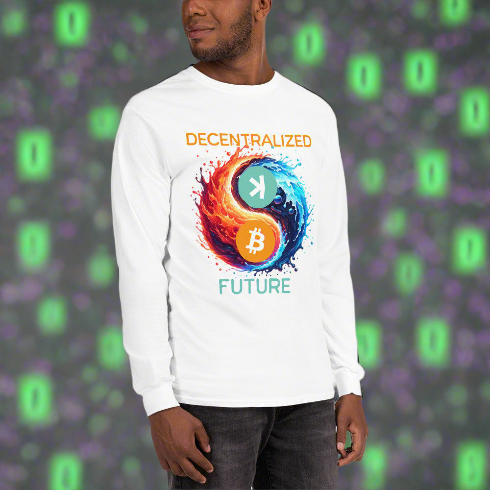 Langarmshirt Bitcoin Kaspa Decentralized Future Yin Yang viele Farben BTC KAS Blockchain Krypto Geschenk Longsleeve Männer Frauen Unisex