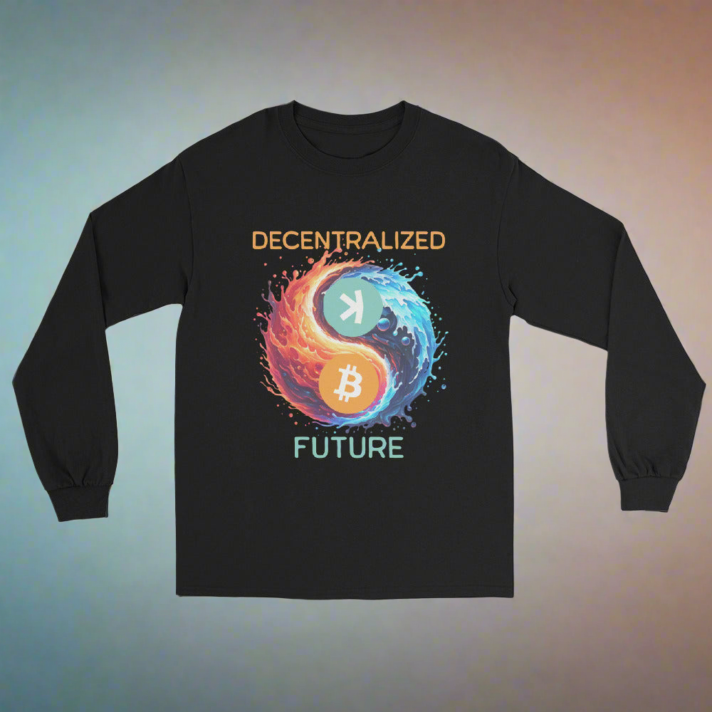 Langarmshirt Bitcoin Kaspa Decentralized Future Yin Yang viele Farben BTC KAS Blockchain Krypto Geschenk Longsleeve Männer Frauen Unisex