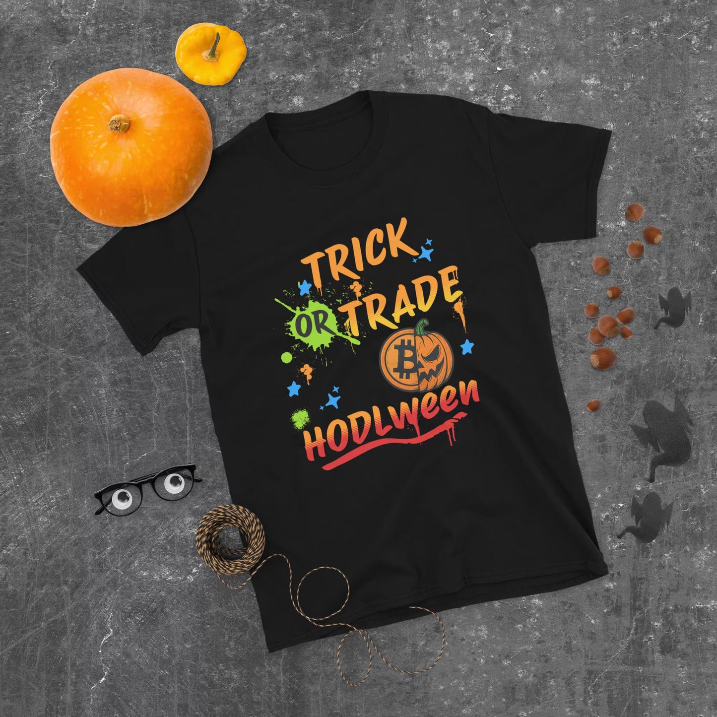 T-Shirt Halloween Bitcoin HODLween Kürbis Trick or Trade BTC lustiges Geschenk Blockchain Männer Frauen Unisex